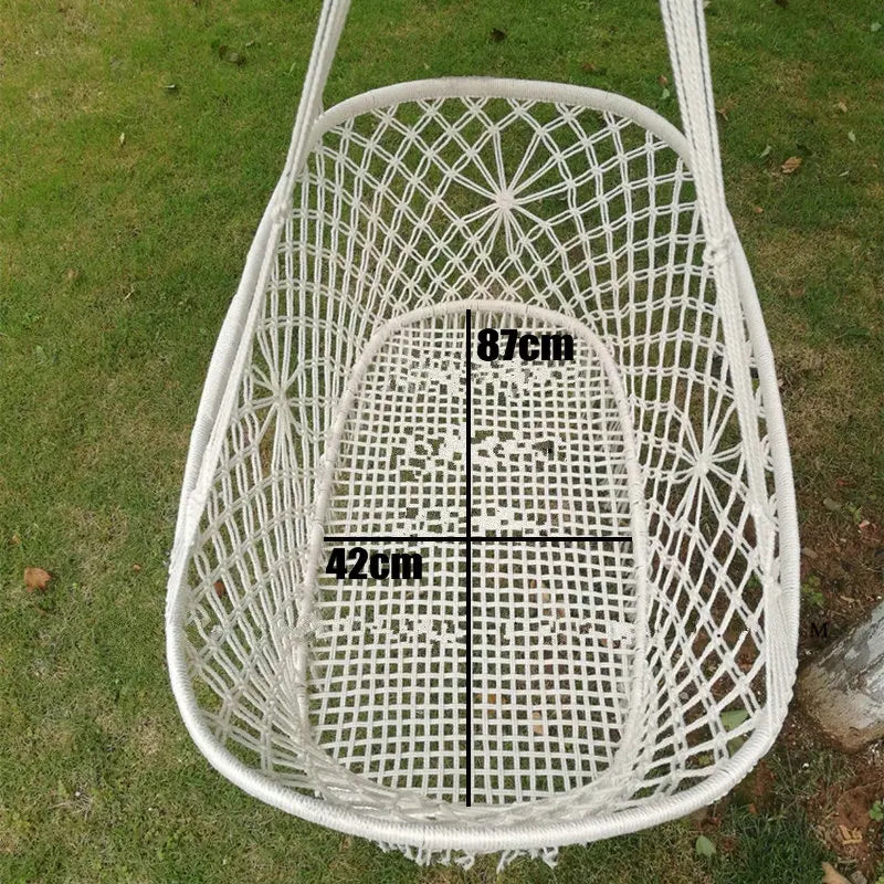 Baby Crib Cradle, Hanging Bassinet and Portable Swing for Baby Nursery Rope Fringe Measures 35" L X 23.25" W X 14" H